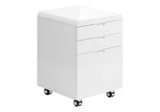 File Cabinet, Rolling Mobile, Storage Drawers, Printer Stand, Office, Work, Glossy Contemporary, Modern - White - R&R Furniture Gallery (Fountain Valley, CA)