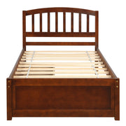 DreamHaus platform storage bed with wood frame, two drawers, and headboard, showcasing a modern bedroom furniture design.