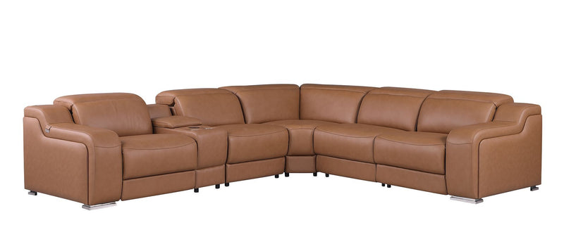 1116 - 6-Piece L-Shaped Sectional Sofa In With 3 Power Recliners & Power Headrests