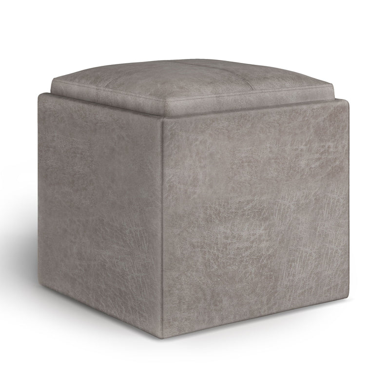Rockwood - Upholstered Cube Storage Ottoman With Tray - R&R Furniture Gallery (Fountain Valley, CA)