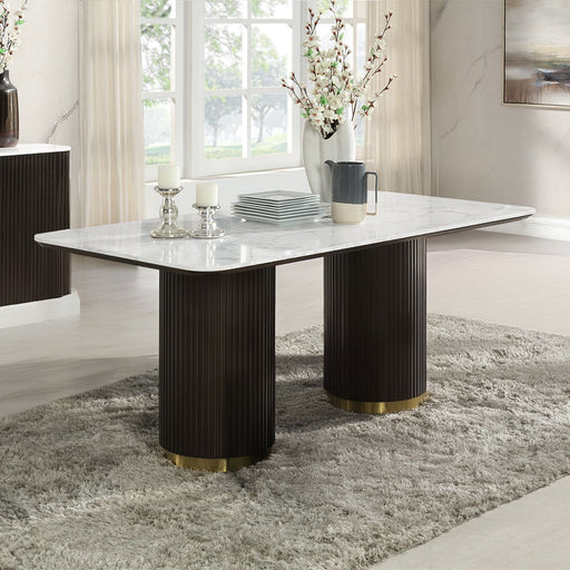 Clayten - Dining Table With Marble Top - White Natural Marble Top & Espresso - R&R Furniture Gallery (Fountain Valley, CA)