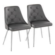 Pair of Lumi Source Marche contemporary dining chairs with metal legs, featuring sleek modern design and comfortable seating.