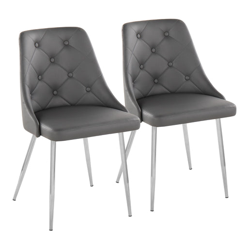 Pair of Lumi Source Marche contemporary dining chairs with metal legs, featuring sleek modern design and comfortable seating.