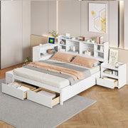 Platform Bed With Multi Functional Storage Space, Nightstand, 2 Drawers, USB Ports And Desk - R&R Furniture Gallery (Fountain Valley, CA)