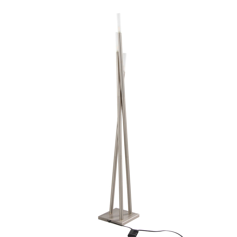 Lumi Source Icicle contemporary nickel floor lamp with sleek modern design, tall standing with multiple illuminated glass icicle accents.