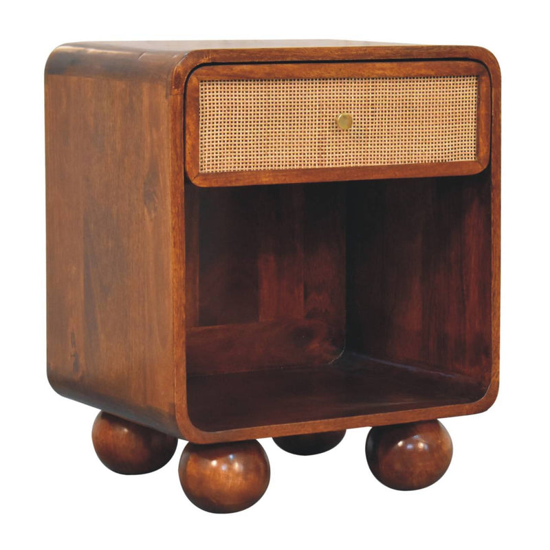 Open Woven Bedside Table, 1 Drawer - Chestnut - R&R Furniture Gallery (Fountain Valley, CA)