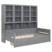 Daybed With Glass Door Storage Cabinets, Built In LED Lighting And Shelves - R&R Furniture Gallery (Fountain Valley, CA)