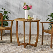 Outdoor Circular Wood Bistro Table With Curved Legs And Slat Panel Table Top - Teak - R&R Furniture Gallery (Fountain Valley, CA)