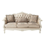Chantelle - Sofa With 3 Pillows - Rose Gold Synthetic Leather /Fabric & Pearl White - R&R Furniture Gallery (Fountain Valley, CA)