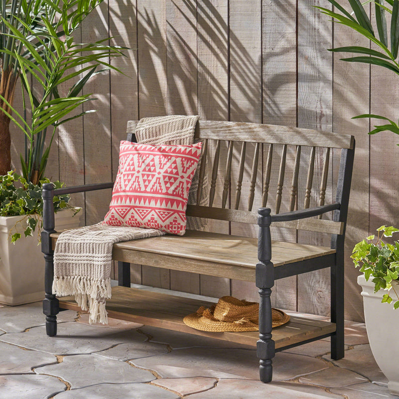 Slatted Bench With Built In Shelf - R&R Furniture Gallery (Fountain Valley, CA)