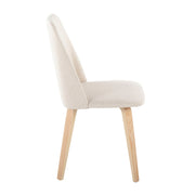 Lumi Source Toriano mid-century modern dining chair set of 2 with solid wood legs, in natural/cream or walnut/beige colors.