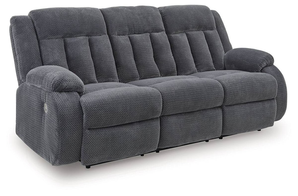 Observation - Reclining Power Sofa With Drop Down Table - Steel - R&R Furniture Gallery (Fountain Valley, CA)