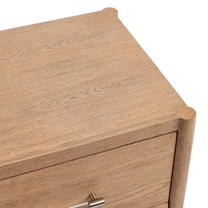Classic Home Alisen 2 Drawer Nightstand in Napa Grove finish, accent nightstand with wood grain and modern design.