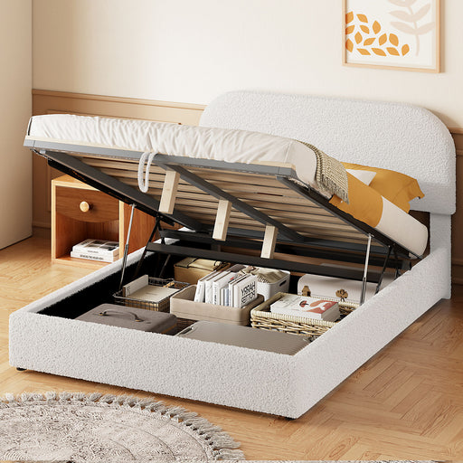 Upholstered Platform Bed With Hydraulic Storage System - R&R Furniture Gallery (Fountain Valley, CA)