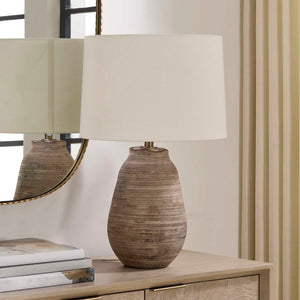 Tonachio - Etched Urn Table Lamp - Brown