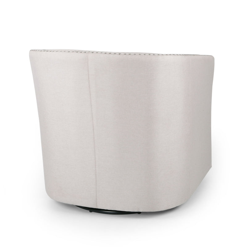 Modern upholstered Noble House swivel club chair with nailhead trim, featuring a comfortable cushioned seat and stylish design.