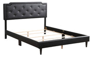 Button tufted upholstered bed by Glory Furniture with a cozy, elegant design for comfortable bedroom spaces.