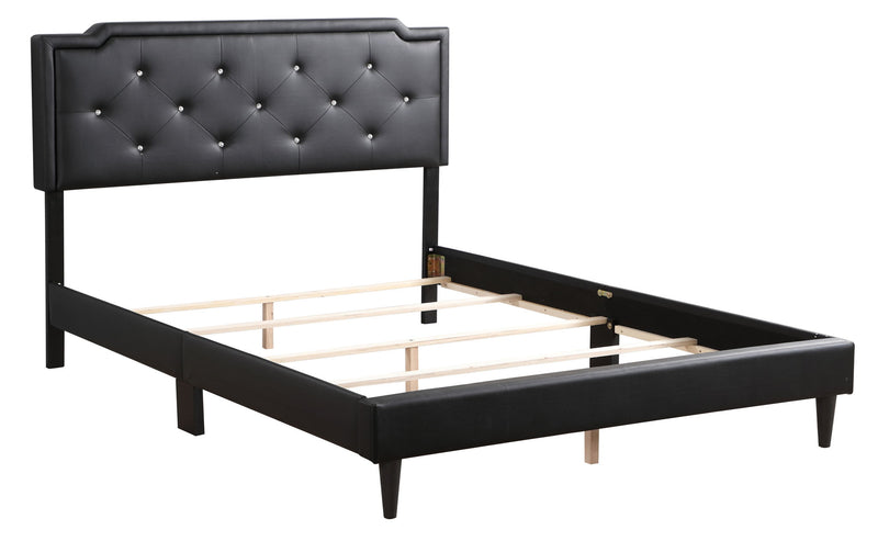 Button tufted upholstered bed by Glory Furniture with a cozy, elegant design for comfortable bedroom spaces.