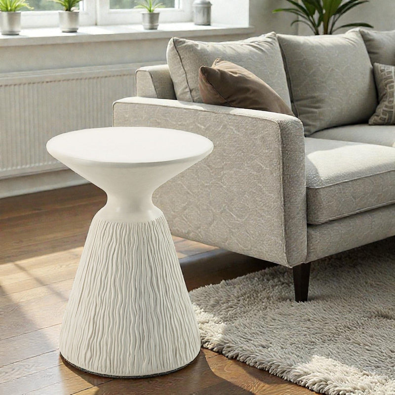 Duane - Fiber Concrete Accent Table - White