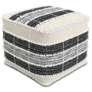 Barley - Square Pouf - White / Beige / Black - R&R Furniture Gallery (Fountain Valley, CA)