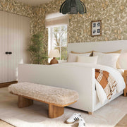 Upholstered Ollie Straight Bench by TOV Furniture with a sleek, modern design and plush fabric upholstery.