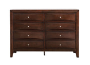 Glory Furniture Marilla dresser with multiple drawers and a sleek wood finish, designed for stylish bedroom storage.