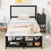 Platform Bed With 2 Tier Storage Shelves, Storage Cabinet - R&R Furniture Gallery (Fountain Valley, CA)