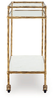 Plattfield - Bar Cart - Antique Gold Finish - R&R Furniture Gallery (Fountain Valley, CA)