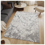 Geometrix - 7'10" X 10'6" Area Rug, Geometric 3D Effect - Ivory / Gray - R&R Furniture Gallery (Fountain Valley, CA)