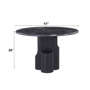 Kinton - Round Dining Table With Natural Marble Top - Black - R&R Furniture Gallery (Fountain Valley, CA)