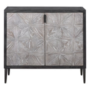 Uttermost Laurentia black and pearl silver 2-door accent cabinet with sleek design and modern hardware.