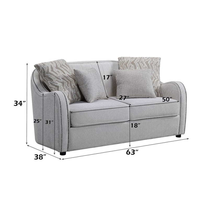 Mahler - Loveseat With 4 Pillows - Beige Linen - R&R Furniture Gallery (Fountain Valley, CA)