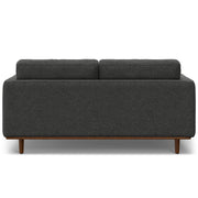 Simpli-Home Morrison upholstered stationary sofa with plush fabric and padded armrests in a modern living room setting.