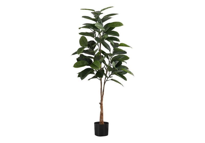 52" Tall, Artificial Plant, Rubber Tree, Indoor, Faux, Fake, Floor, Greenery, Potted, Real Touch, Decorative - Green / Black - R&R Furniture Gallery (Fountain Valley, CA)