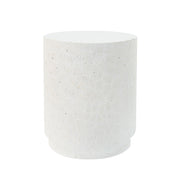 Outdoor Terrazzo Concrete Drum End Table, Living Room Accent Table - White Terrazzo - R&R Furniture Gallery (Fountain Valley, CA)
