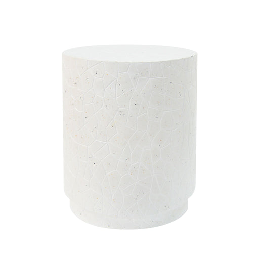 Outdoor Terrazzo Concrete Drum End Table, Living Room Accent Table - White Terrazzo - R&R Furniture Gallery (Fountain Valley, CA)