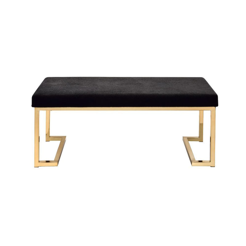 Boice - Bench - Black Fabric & Champagne - R&R Furniture Gallery (Fountain Valley, CA)