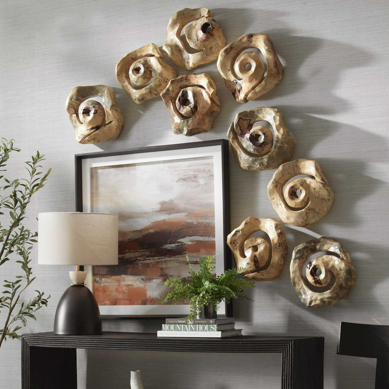 Corkscrew - Wood Wall Decor (Set of 9) - Light Brown