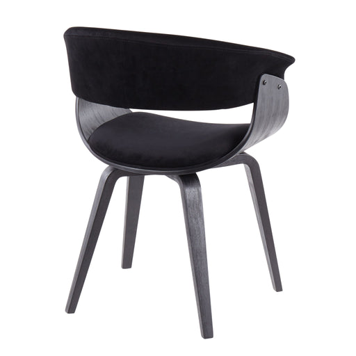 Set of two Lumi Source Vintage Mod mid-century modern dining chairs with sleek wooden legs and upholstered seats.