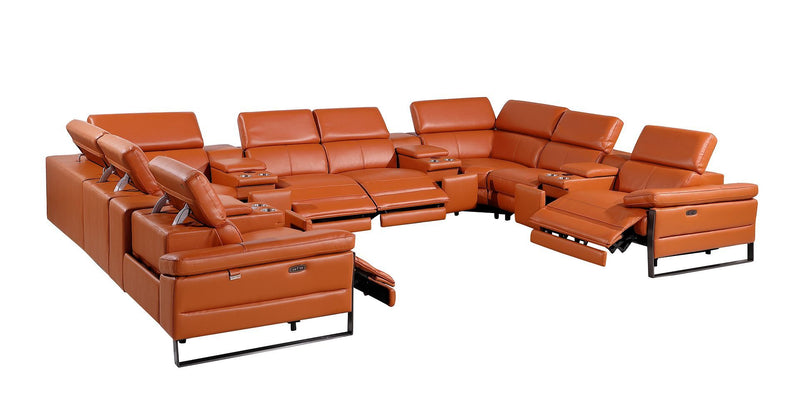 1246 - 12-Piece U-Shaped Modular Power Reclining Sectional With 4 Power Recliners And Power Headrests