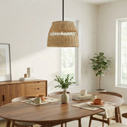 Essence - Single Lights Pendant With Shade - Black / Rattan - R&R Furniture Gallery (Fountain Valley, CA)