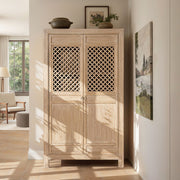 Jennifer Taylor Home Arden 2-door natural wood accent cabinet with storage and stylish design.