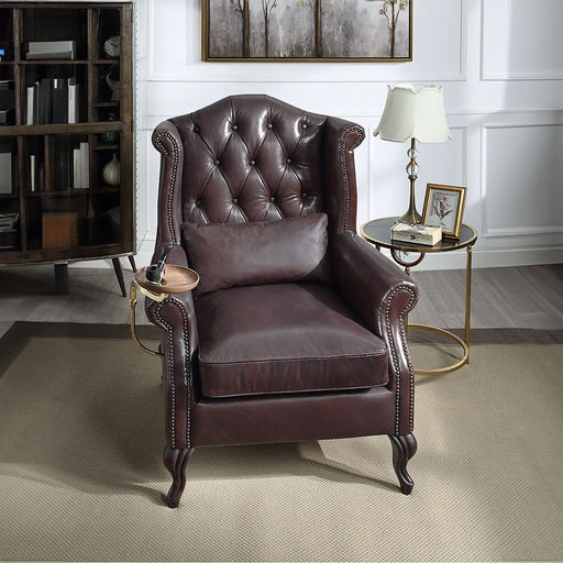 Pino - Accent Chair - Vintage Brown Top Grain Leather - R&R Furniture Gallery (Fountain Valley, CA)