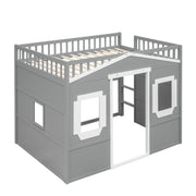 DreamHaus elegant house loft bed with ladder, featuring a cozy wooden frame and space underneath for play or study.