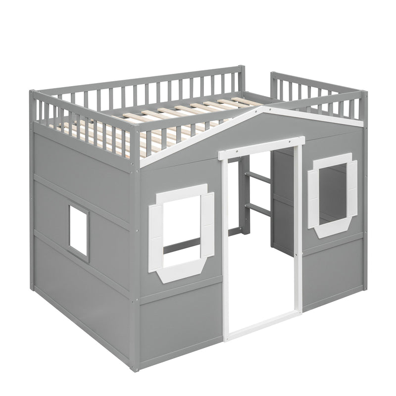 DreamHaus elegant house loft bed with ladder, featuring a cozy wooden frame and space underneath for play or study.