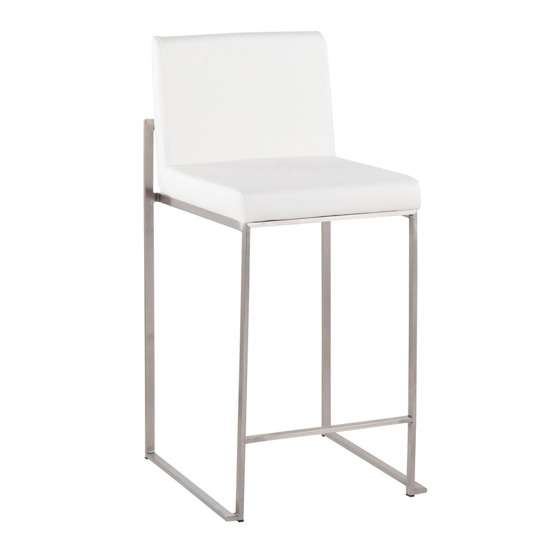 Lumi Source Fuji high back counter stool with contemporary design, featuring wooden legs and a cushioned seat for modern dining.