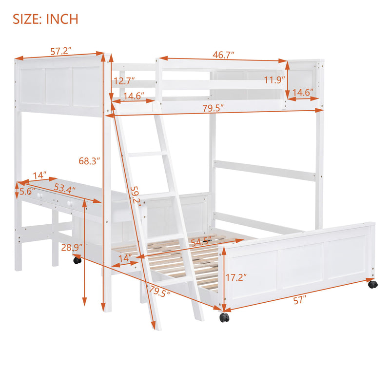 Full Over Full Bunk Bed With Desk - R&R Furniture Gallery (Fountain Valley, CA)