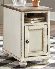 Realyn - Chair Side End Table - AC / USB - White / Brown - R&R Furniture Gallery (Fountain Valley, CA)