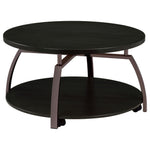 Round Coffee Table With Storage Shelf - Black