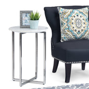 Marsden - Side Table With Polished Base - White / Silver - R&R Furniture Gallery (Fountain Valley, CA)